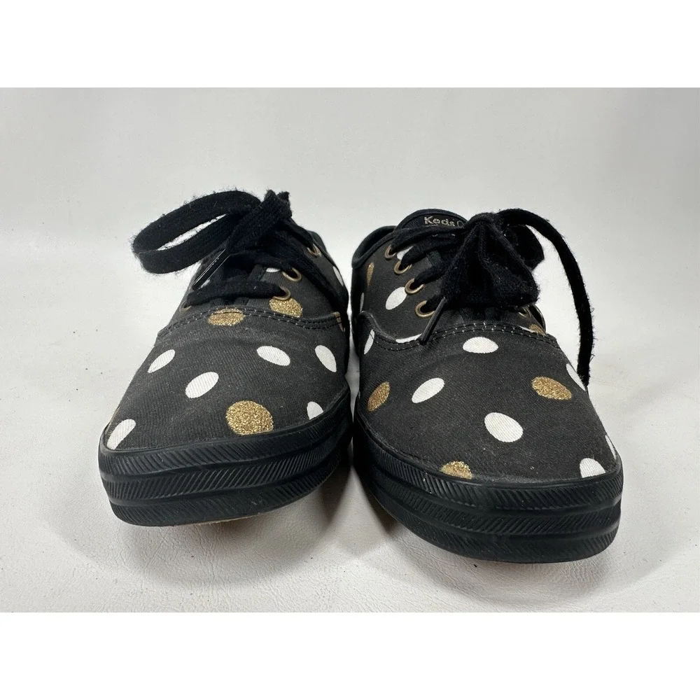 Taylor Swift Keds Black Gold Polka dots Women's Size 7.5 Shoes‎